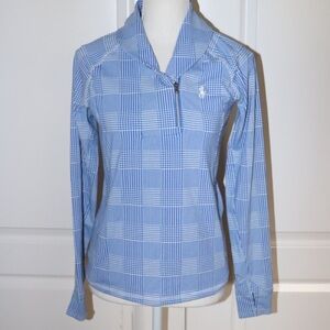 POLO Golf Ralph Lauren Women’s Blue Houndstooth Jacket Quarter Zip Size Small